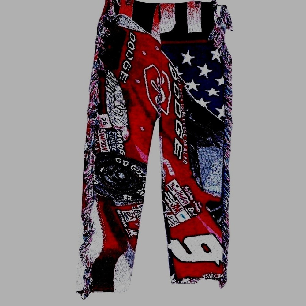 Dodge Racing Tapestry Pants Size 32 M/L NASCAR Blanket Upcycled Patchwork